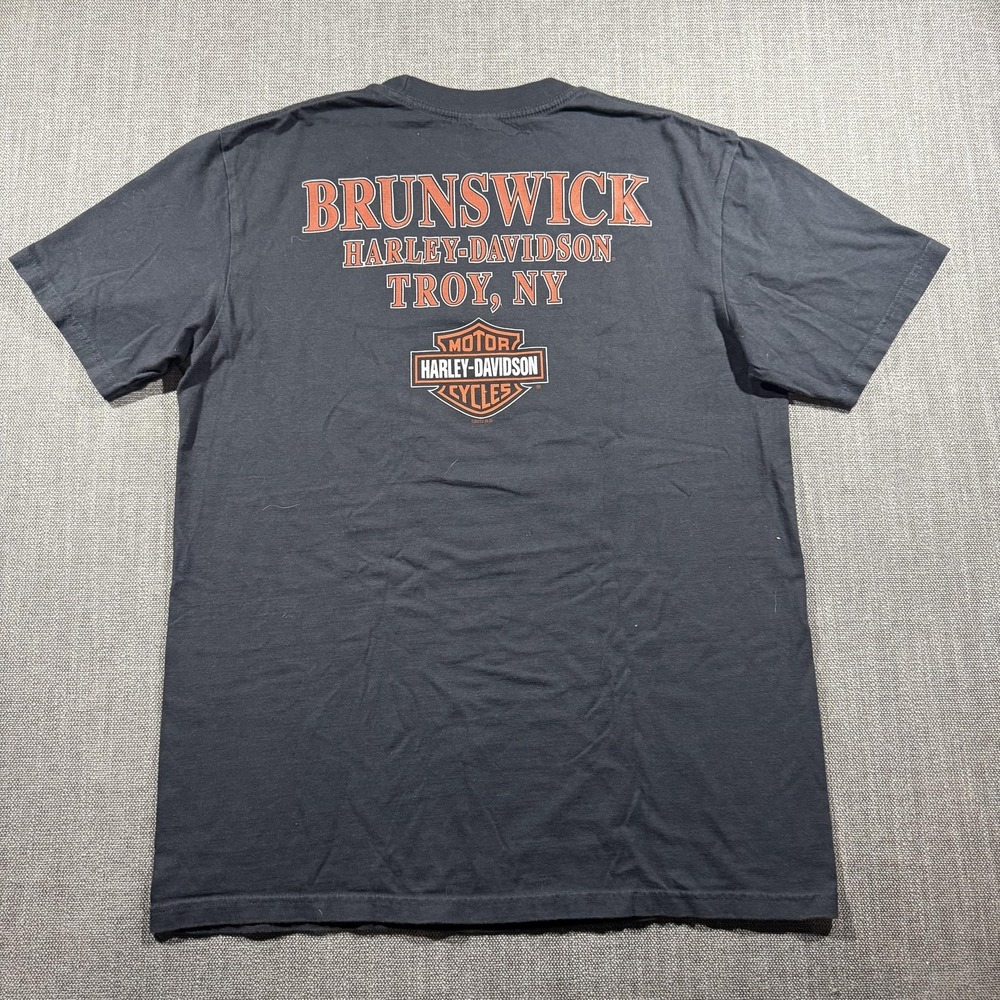 Harley-Davidson Shirt Mens Large Gray Eagle Brunswick Troy NY Motorcycle Tee - Picture 6 of 7